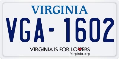 VA license plate VGA1602