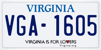VA license plate VGA1605