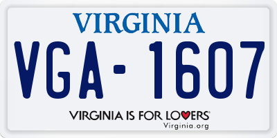 VA license plate VGA1607