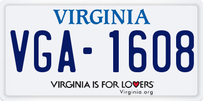 VA license plate VGA1608