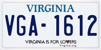 VA license plate VGA1612