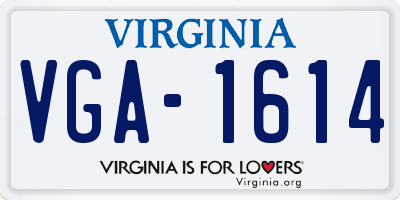 VA license plate VGA1614