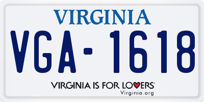 VA license plate VGA1618