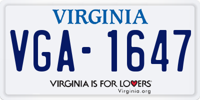 VA license plate VGA1647