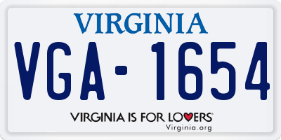 VA license plate VGA1654