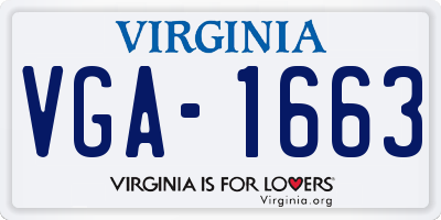 VA license plate VGA1663