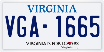 VA license plate VGA1665