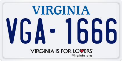 VA license plate VGA1666