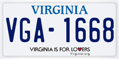 VA license plate VGA1668