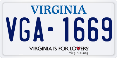 VA license plate VGA1669