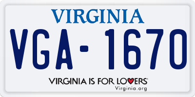 VA license plate VGA1670
