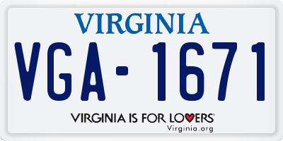 VA license plate VGA1671