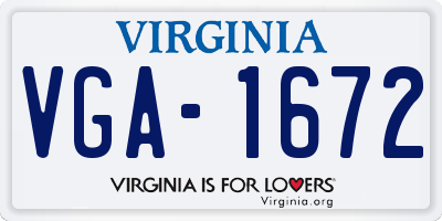 VA license plate VGA1672
