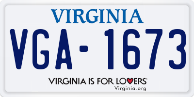 VA license plate VGA1673