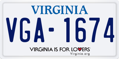 VA license plate VGA1674