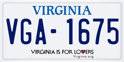 VA license plate VGA1675