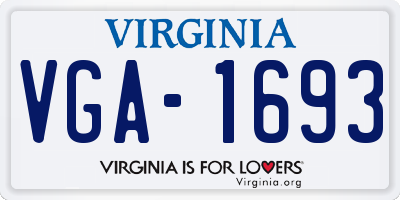 VA license plate VGA1693