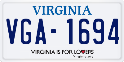VA license plate VGA1694