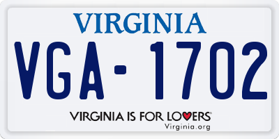 VA license plate VGA1702