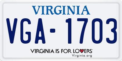 VA license plate VGA1703