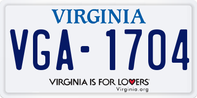 VA license plate VGA1704