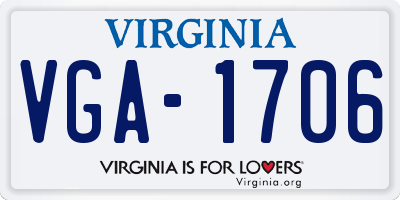 VA license plate VGA1706