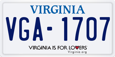 VA license plate VGA1707