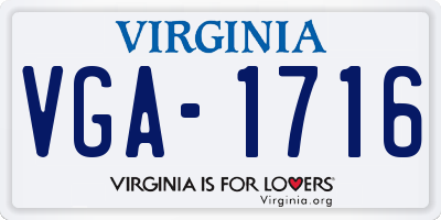 VA license plate VGA1716