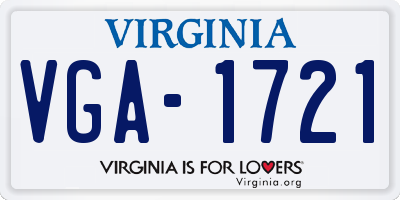 VA license plate VGA1721
