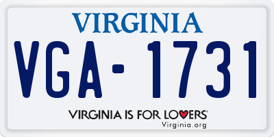 VA license plate VGA1731