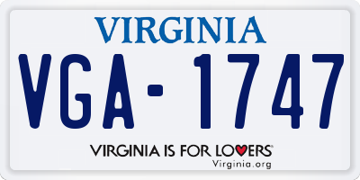 VA license plate VGA1747