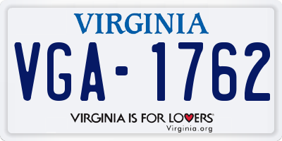 VA license plate VGA1762