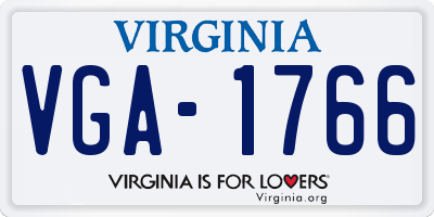 VA license plate VGA1766