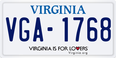 VA license plate VGA1768