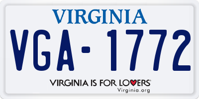 VA license plate VGA1772