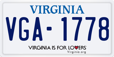 VA license plate VGA1778