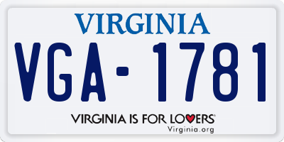 VA license plate VGA1781