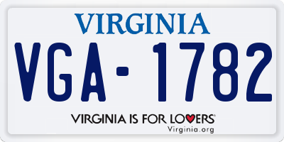 VA license plate VGA1782