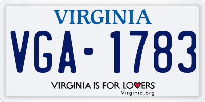 VA license plate VGA1783