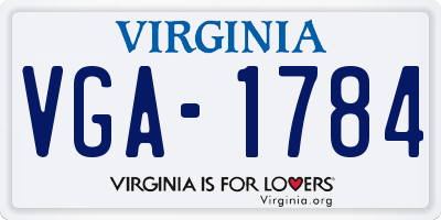 VA license plate VGA1784