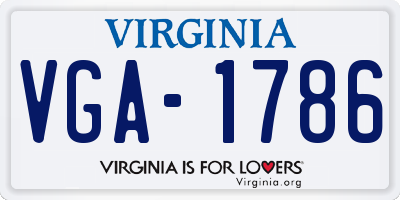 VA license plate VGA1786