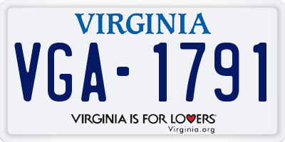 VA license plate VGA1791