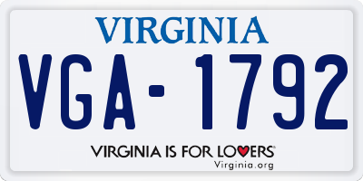 VA license plate VGA1792