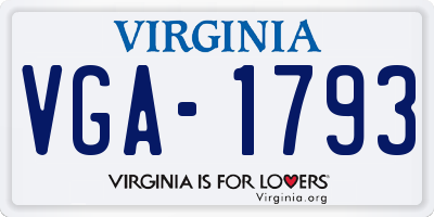 VA license plate VGA1793