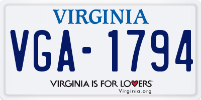 VA license plate VGA1794