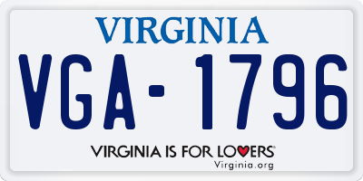 VA license plate VGA1796