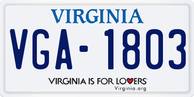 VA license plate VGA1803