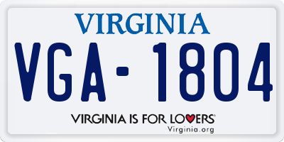VA license plate VGA1804