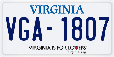 VA license plate VGA1807