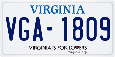 VA license plate VGA1809